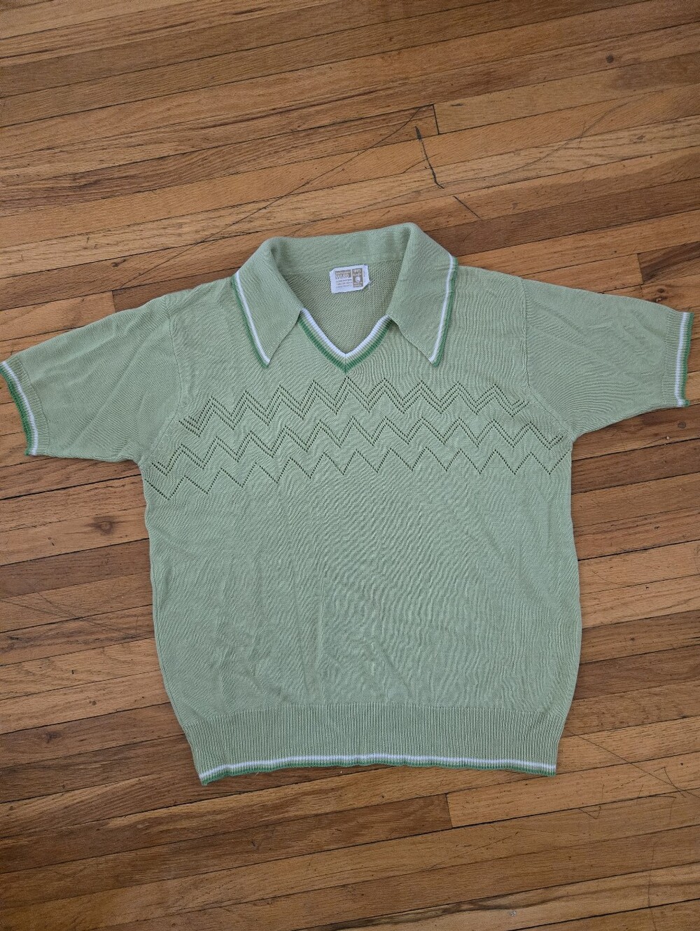 Vintage Montgomery Ward Green Knit Polo Sweater